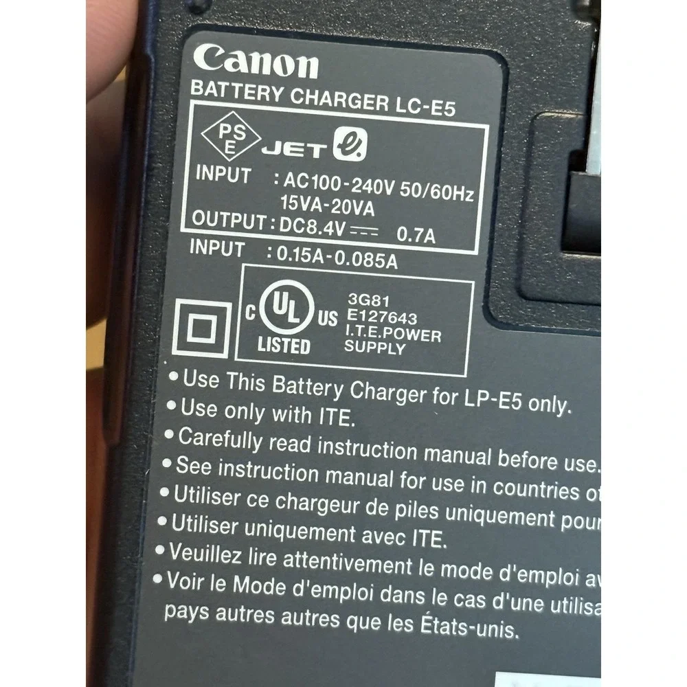 Genuine‎ Canon LC-E5 LP-E5 Battery Charger For EOS 1000D 2000D 450D 500D KISSX2